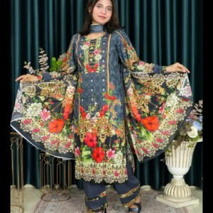 PAKISTANI INSPIRED MALHAR LAWN CODE 128 ASH