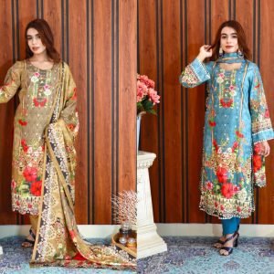 PAKISTANI INSPIRED MALHAR LAWN CODE 128 GOLDEN + PASTE
