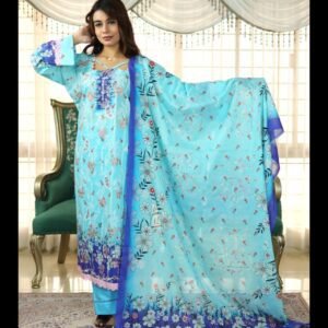 PAKISTANI INSPIRED MALHAR LAWN CODE 175 BLUE Chickenkari Embodary