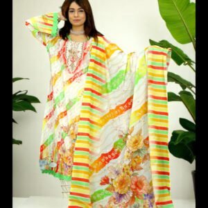 PAKISTANI INSPIRED MALHAR LAWN CODE 175 WHITE Chickenkari Embodary