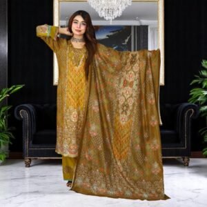 PAKISTANI INSPIRED MALHAR LAWN CODE CODE 174 OILVE GOLDEN COLOUR