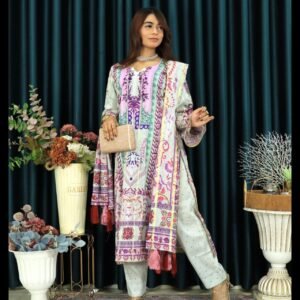 PAKISTANI INSPIRED KHADDI LAWN CODE 175 WHITE