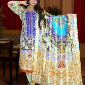 PAKISTANI INSPIRED KHADDI LAWN CODE 178 WHITE BLUE